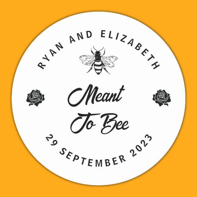 Sticker Rond Voulant Être Mariage Miel Favoriser (Meant To Bee Wedding Honey Favor Classic Round Sticker)