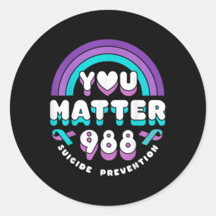 Sticker Rond Vous 988 Sensibilisation à la prévention du suicid
