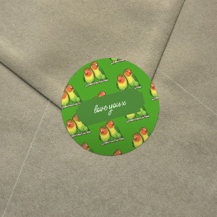 Sticker Rond Vous aimez x Ajouter votre texte Lovebirds Valenti