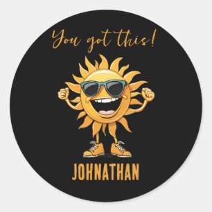 Sticker Rond Vous Avez Ce Soleil-Drôle-Souriant avec Lunettes d