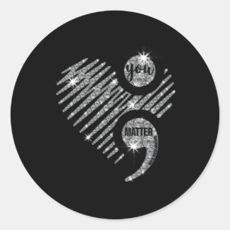 Sticker Rond Vous avez de l'importance Semi Colon Coeur Suicide