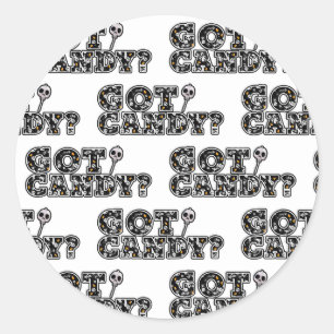 Sticker Rond Vous avez des bonbons? Suceur de crânes noir et bl