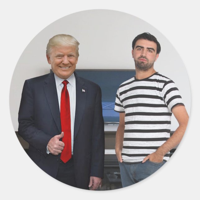 Sticker Rond Vous avez rencontré le président Donald Trump | Aj (Devant)