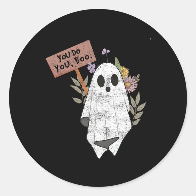 Sticker Rond Vous Boo Halloween Ghost Saison Éffrayante mignonn (Devant)