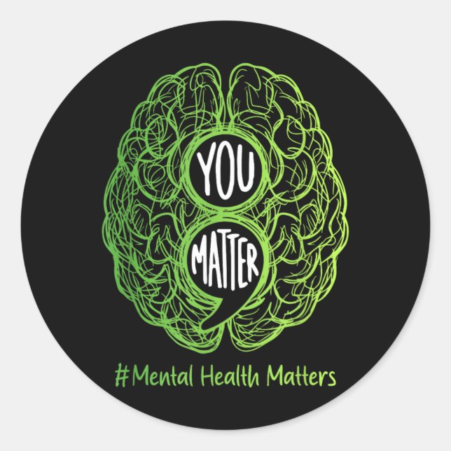 Sticker Rond Vous comptez Green Brain Point-virgule Santé Menta (Devant)