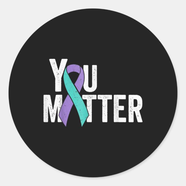 Sticker Rond Vous Comptez Prévention Suicide Turquoises Purple (Devant)