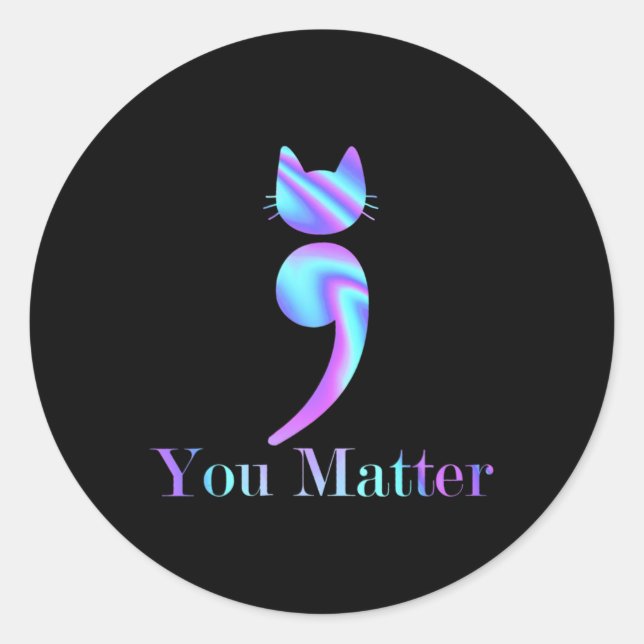 Sticker Rond Vous Comptez Semicolon Chat Préventions Suicide Aw (Devant)