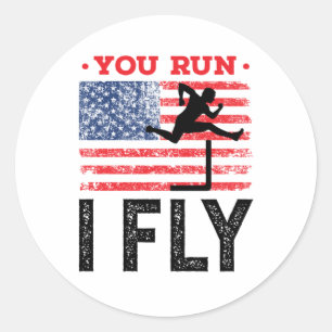 Sticker Rond Vous courez I Flly Track et Field Hurdles Hurdler