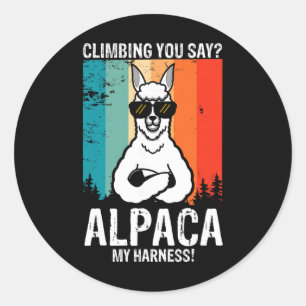 Sticker Rond Vous dites escalade Lama mon harnais d'alpaga esca