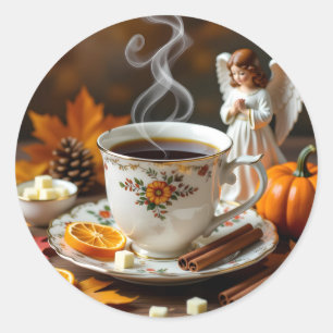 Sticker Rond Vous Envoyez Des Bénédictions D'Automne Jolie ch