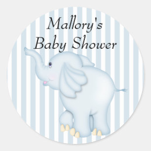 Sticker Rond Vous êtes baby shower bleu invité d'éléphant