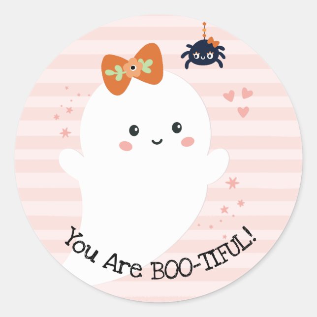 Sticker Rond Vous êtes Bootitii Ghost Halloween Kawaii (Devant)