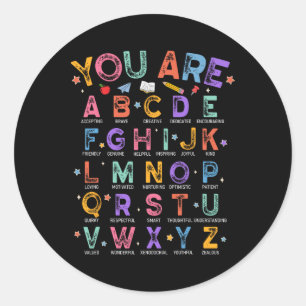 Sticker Rond Vous êtes des lettres Alphabet Apprendre Abcs Garç