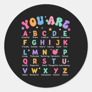 Sticker Rond Vous êtes des lettres Alphabet Apprendre Abcs Insp