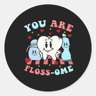 Sticker Rond Vous Êtes Floss-ome Mignonnes Dents