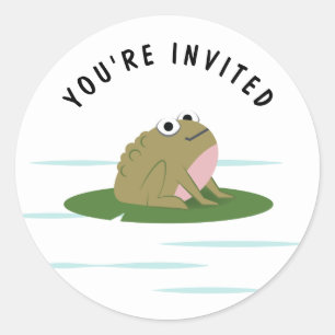 Sticker Rond "Vous êtes invité" Grenouille de crapaud