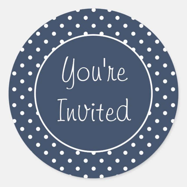 Sticker Rond Vous êtes invité Gris Polka Enveloppe Sceau (Devant)