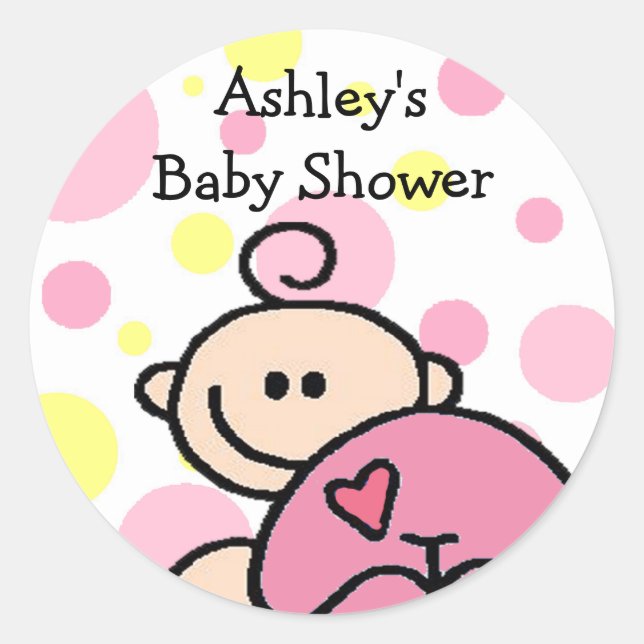 Sticker Rond Vous êtes invité Tickled Pink Girl (Devant)