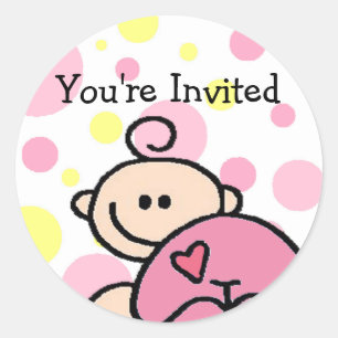 Sticker Rond Vous êtes invités avez chatouillé la fille rose
