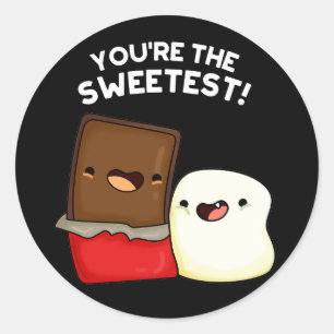 Sticker Rond Vous êtes le plus mignon jeu de snacks Dark BG