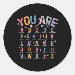 Sticker Rond Vous Êtes Lettres Alphabet Apprendre Abcs Inspirat