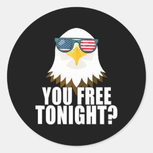 Sticker Rond Vous êtes libre ce soir Drapeau américain Aigle pa