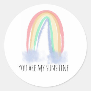 Sticker Rond Vous êtes mon eau de soleil aquarelle arc-en-ciel