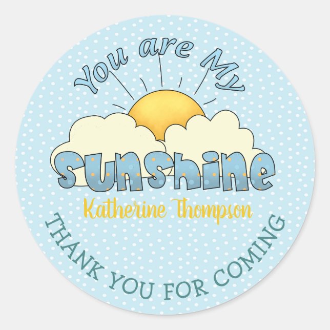Sticker Rond Vous êtes mon rayon de soleil Baby Shower garçon   (Devant)
