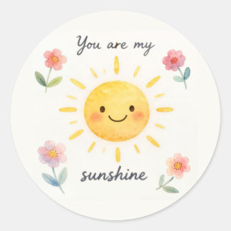 Sticker Rond Vous êtes mon soleil aquarelle floral 