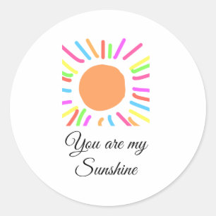 Sticker Rond vous êtes mon soleil jaune orange rayons de soleil