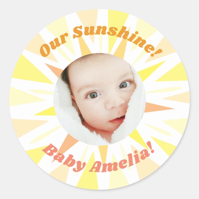 Sticker Rond Vous êtes mon Sunshine Baby Faire-part (Devant)
