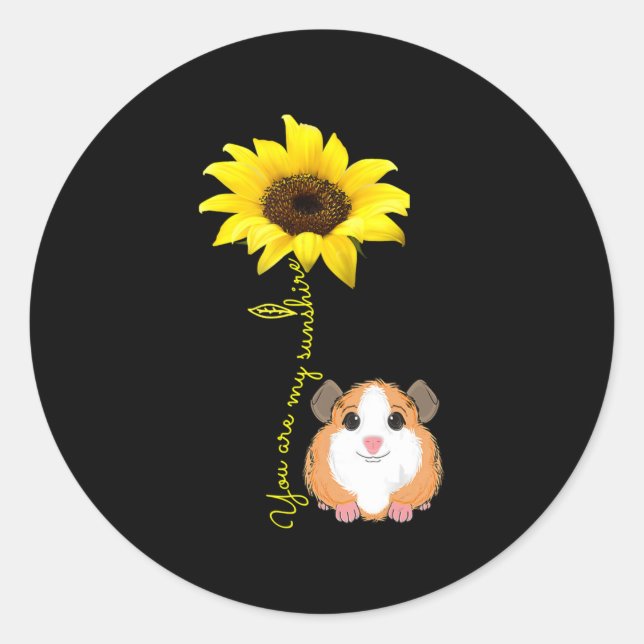 Sticker Rond Vous Êtes Mon Sunshine Tournesol Guinée Pig Maman (Devant)