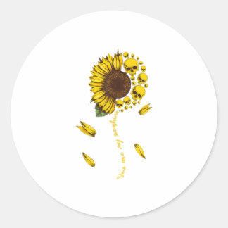 Sticker Rond Vous êtes mon tournesol crâne soleil