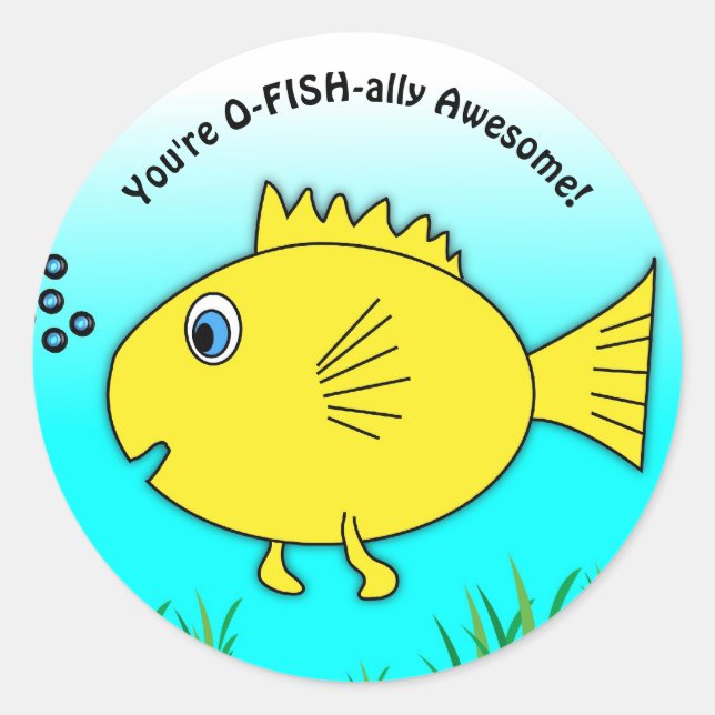 Sticker Rond Vous êtes O-Fish-ally Awesome Swimming Goldfish (Devant)