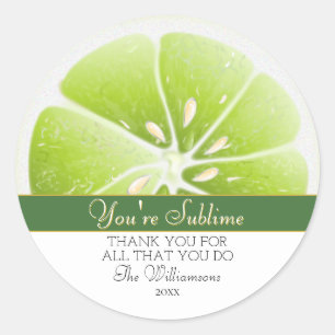 Sticker Rond Vous êtes sublime lime agrume Merci