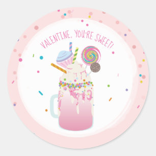 Sticker Rond Vous êtes Sweet Valentine Crazy Milkshake Sprinkle