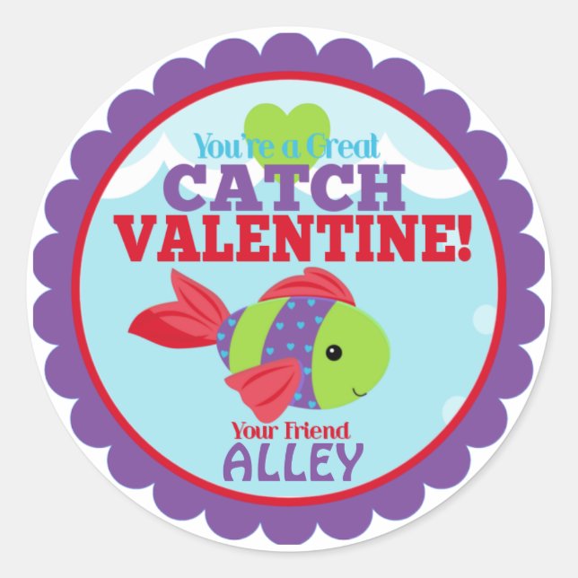 Sticker Rond Vous êtes un grand poisson de classe Valentines (Devant)