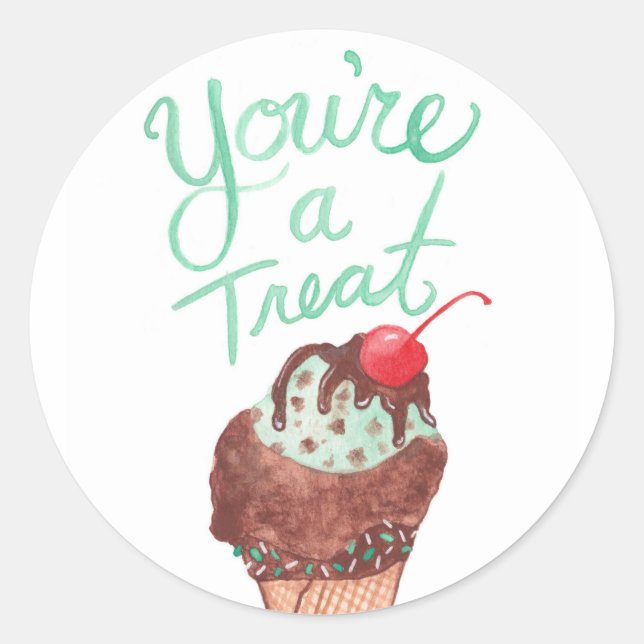 Sticker Rond Vous êtes une crème glacée traitante (Devant)