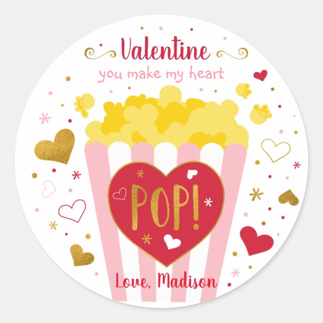 Sticker Rond Vous faites mon coeur Pop Saint Valentin Popcorn (Devant)