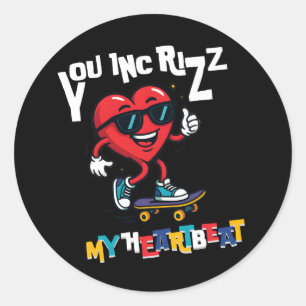 Sticker Rond Vous Inc Rizz mon rythme cardiaque - Cœur de skate