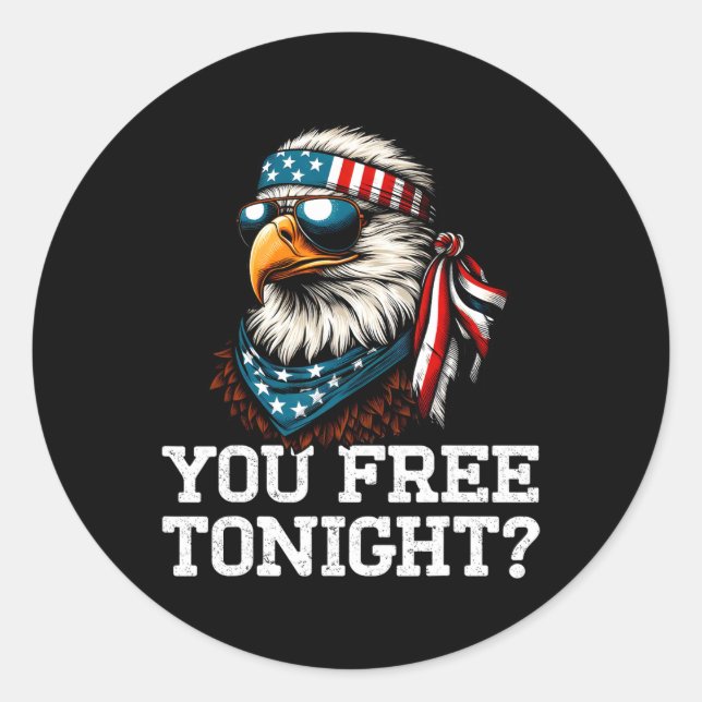 Sticker Rond Vous Libérez Ce Soir Aigle Funny Patriotique Améri (Devant)