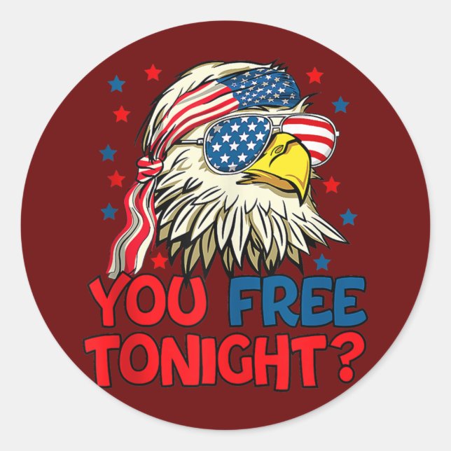 Sticker Rond Vous Libérez Ce Soir Bald Eagle Mullet drapeau Amé (Devant)