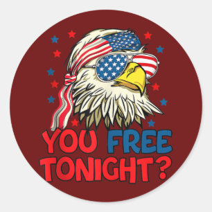 Sticker Rond Vous Libérez Ce Soir Bald Eagle Mullet drapeau Amé