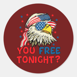 Sticker Rond Vous Libérez Ce Soir Bald Eagle Mullet drapeau Amé