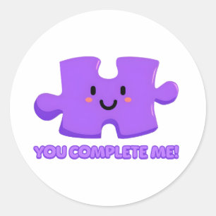 Sticker Rond Vous Me Complétez ! Caricature du puzzle mignon