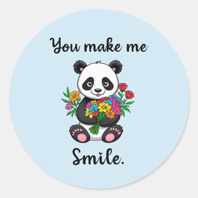 Sticker Rond Vous me faites sourire Panda mignon (Devant)