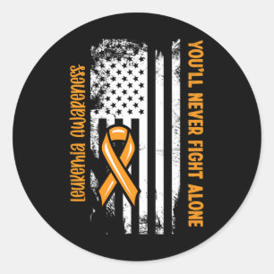 Sticker Rond Vous ne lutterez jamais seul Cancer du Sang Leukem