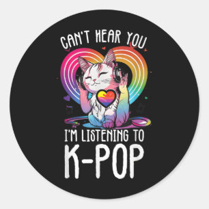 Sticker Rond Vous N'Entendez Pas Écouter Kpop Cat K-pop Merchan