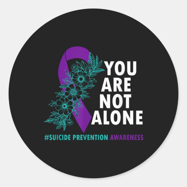 Sticker Rond Vous n'êtes pas seul - Mois de la sensibilisation  (Devant)