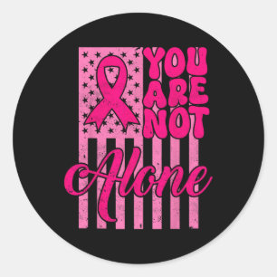 Sticker Rond Vous n'êtes pas seul Pink Ribbon Cancer du sein